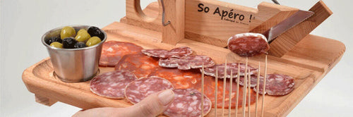 Présentation guillotine à saucisson So Apero avec plateau