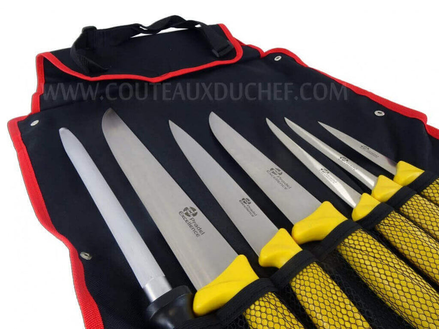 Présentation de la Trousse 6 couteaux de boucher + 1 fusil Pradel Excellence