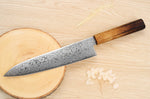 Couteau de chef japonais artisanal Yoshihiro ZAD lame damassée 21cm