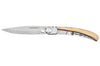Couteau pliant Le Coq Français Jeanne d'Arc artisanal manche bois d'olivier 11,5cm + étui