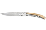 Couteau pliant Le Coq Français Paris artisanal manche bois d'olivier 11,5cm + étui