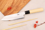 Couteau santoku kiritsuke 18cm japonais artisanal Momotaro Ginsan manche en magnolia