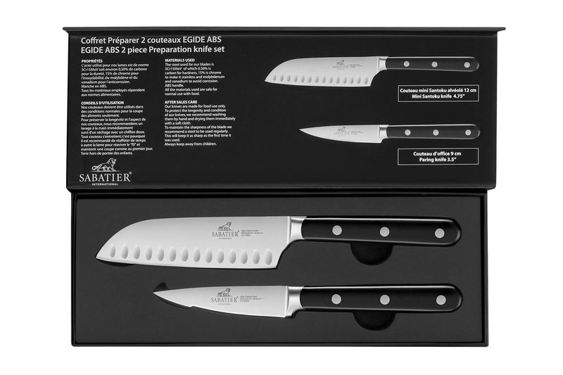 Coffret 2 couteaux Sabatier International Egide Office 9cm + Mini santoku 12cm