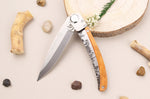 Couteau pliant Le Coq Français Paris artisanal manche bois d'olivier 11,5cm + étui