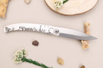 Couteau pliant Le Coq Français Paris artisanal manche bois d'olivier 11,5cm + étui