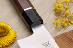 Couteau de chef kiritsuke 21cm japonais artisanal Sukenari SG2 San Maï manche en bois de rose