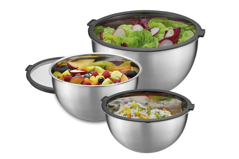 Set de 3 saladiers Gefu Mondi en acier inoxydable avec couvercles