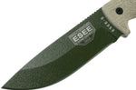 Couteau Esee 5 5POD-017 lame acier carbone 13,2cm manche micarta vert clair + étui