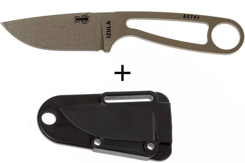 Couteau de cou Esee Dark Earth Izula IZULA-DE lame acier carbone 6,7cm manche en acier + étui