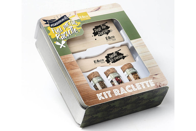Coffret cadeau Quai Sud E&co Full Metal Raclette accessoires et épices