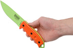 Couteau Esee 5 ESEE-5P-VG-E lame acier carbone venom green 13,7cm manche G10 orange + étui