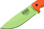 Couteau Esee 5 ESEE-5P-VG-E lame acier carbone venom green 13,7cm manche G10 orange + étui
