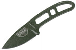 Couteau de cou Esee Candiru CAN-OD lame acier carbone 5,1cm manche en acier vert + étui