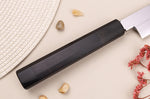 Couteau sakimaru takohiki japonais artisanal 30cm Sakai Takayuki Byakko manche en ébène + étui