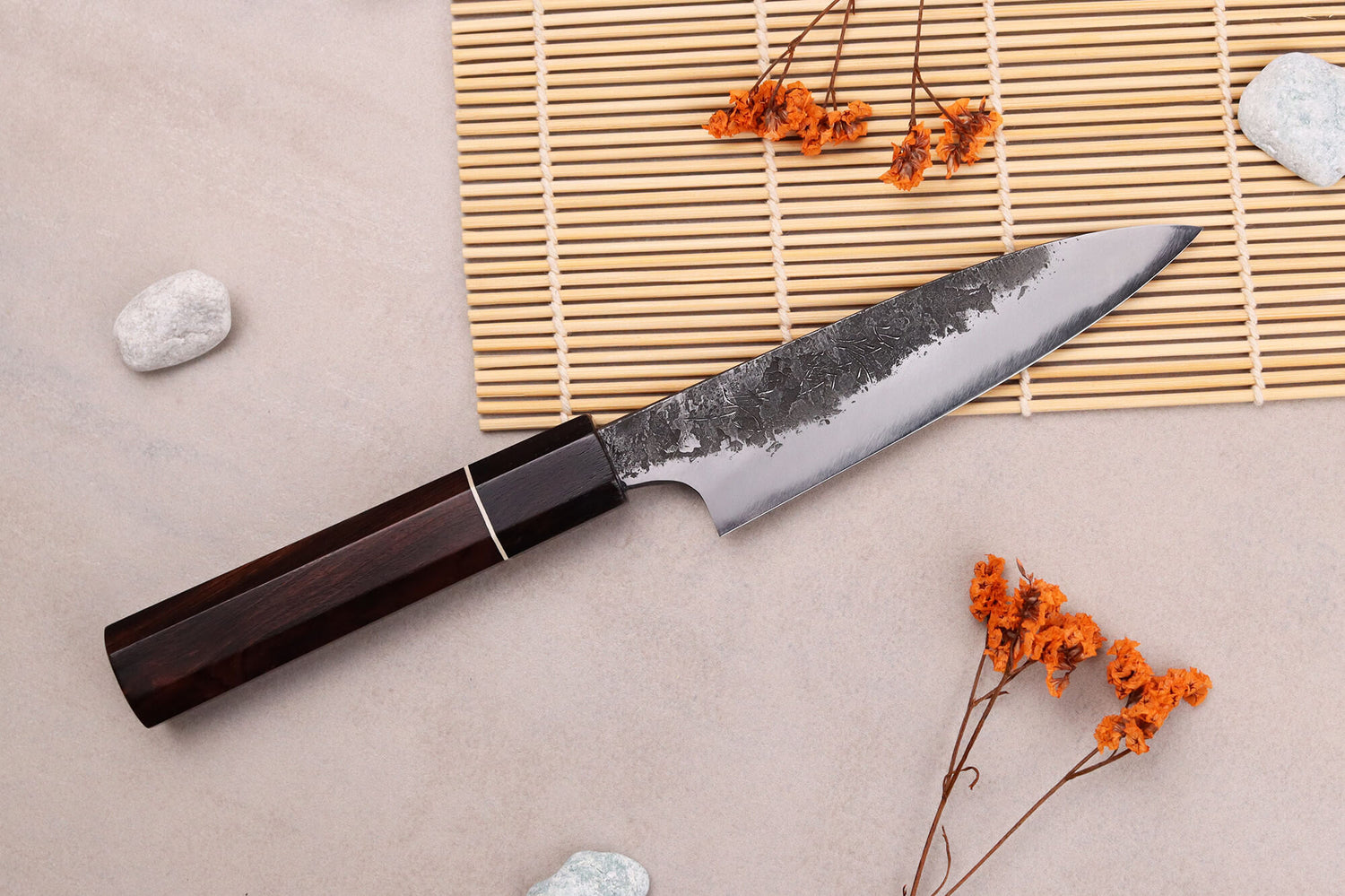 Couteau universel 12cm japonais artisanal Naoki Mazaki WS2 Black Nashiji