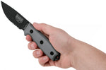 Couteau Esee 3 ESEE-3S-MB lame semi-dentée acier carbone noir 8,8cm manche micarta gris + étui marron