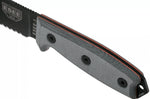 Couteau Esee 3 ESEE-3S-MB lame semi-dentée acier carbone noir 8,8cm manche micarta gris + étui marron