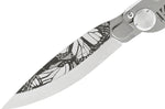 Couteau pliant K2 Elegance K2.21M manche inox décor papillon 11,5cm + étui suédine