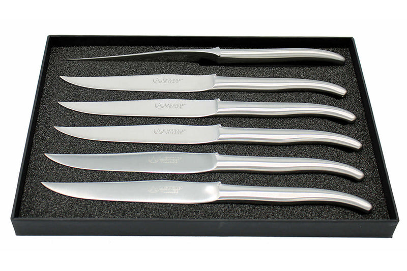 Coffret de 6 couteaux de table Laguiole Village Aéro en inox satiné
