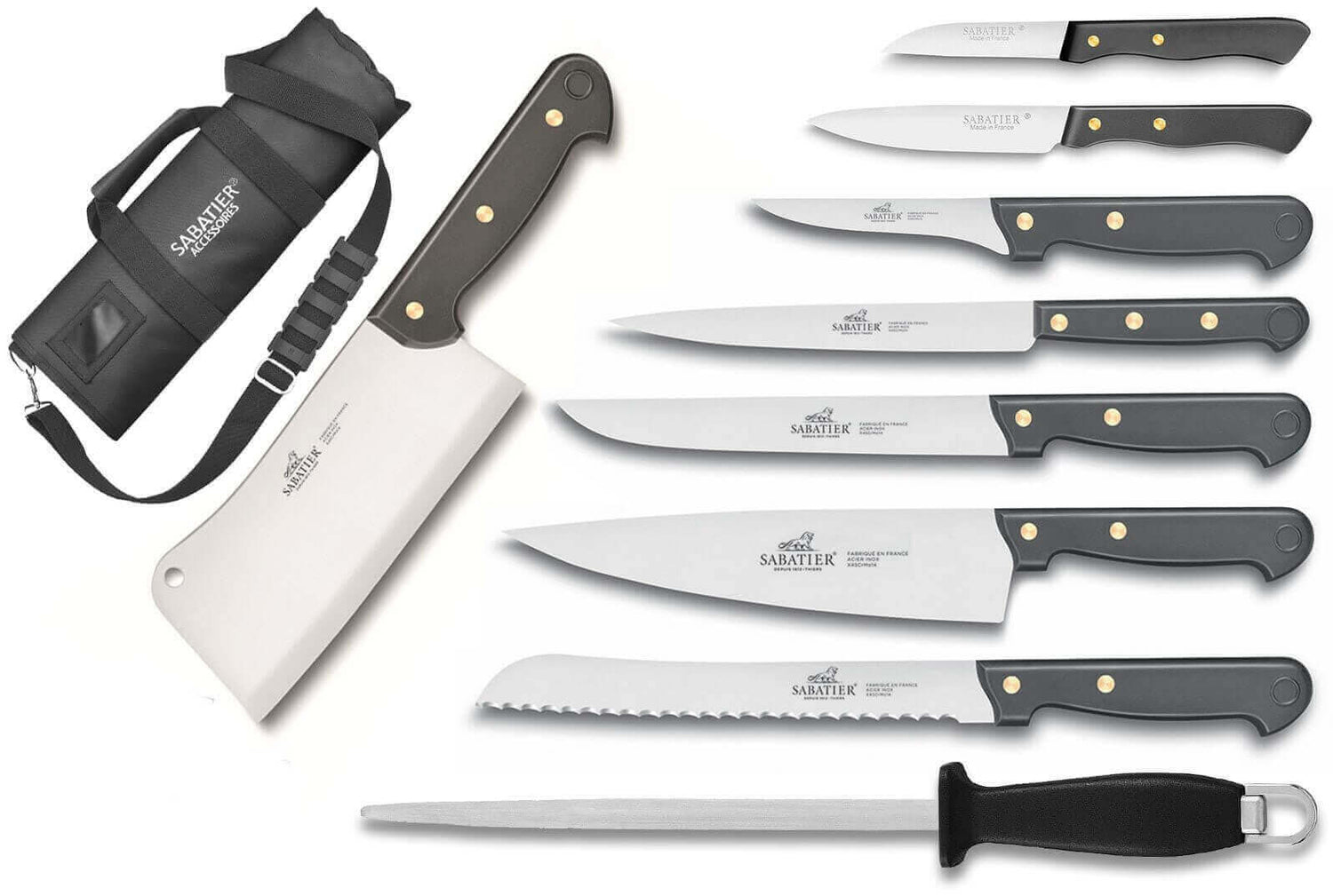 Mallette Sabatier Cuisine d'aujourd'hui 8 couteaux fabrication française + 1 fusil