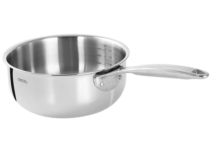 Casserole saucier Cristel Castel'Pro en acier inoxydable 18/10 5 ply - 14cm - 16cm - 18cm - 20cm - 22cm - 24cm