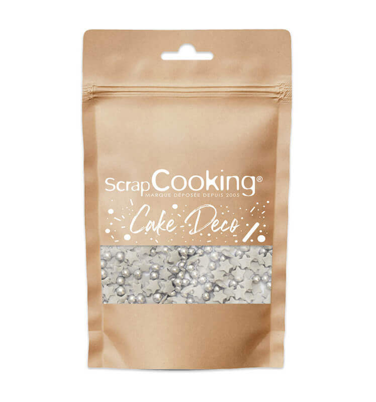 Décors sucrés Scrapcooking Etoiles et perles argentées 55g