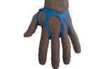 Set de 100 fixe-gants cotte de maille Manulatex en polyuréthane bleu - Taille M