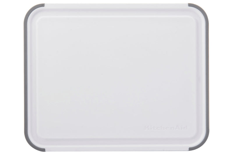 Planche à découper anti-glisse Kitchen Aid réversible en PP blanc - 35 x 28 cm