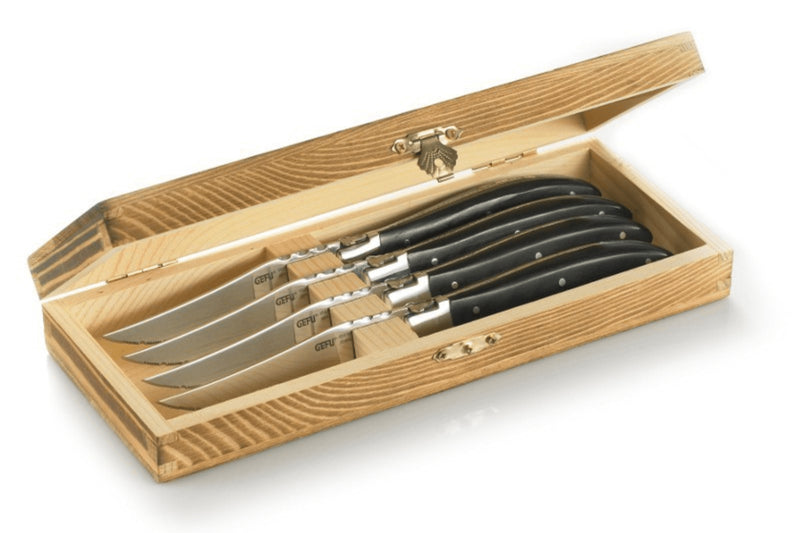Coffret de 4 couteaux à steak Gefu Basco lame microdentée en acier japonais