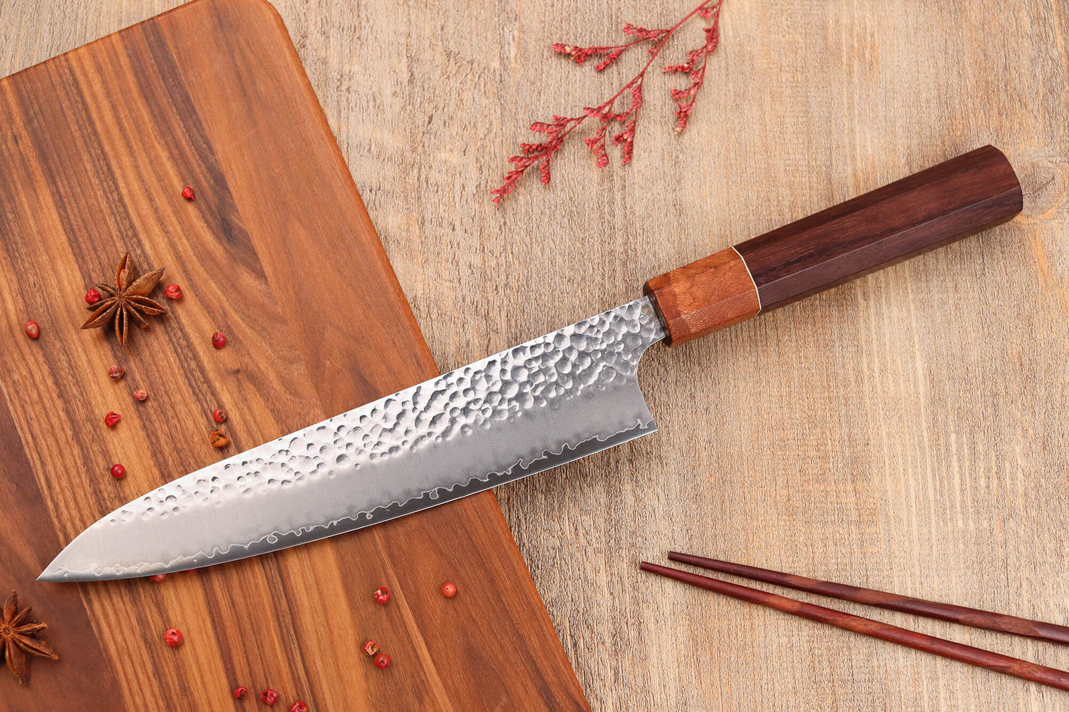 Couteau de chef 20cm japonais artisanal Yuzo Akira Tsuchime VG10
