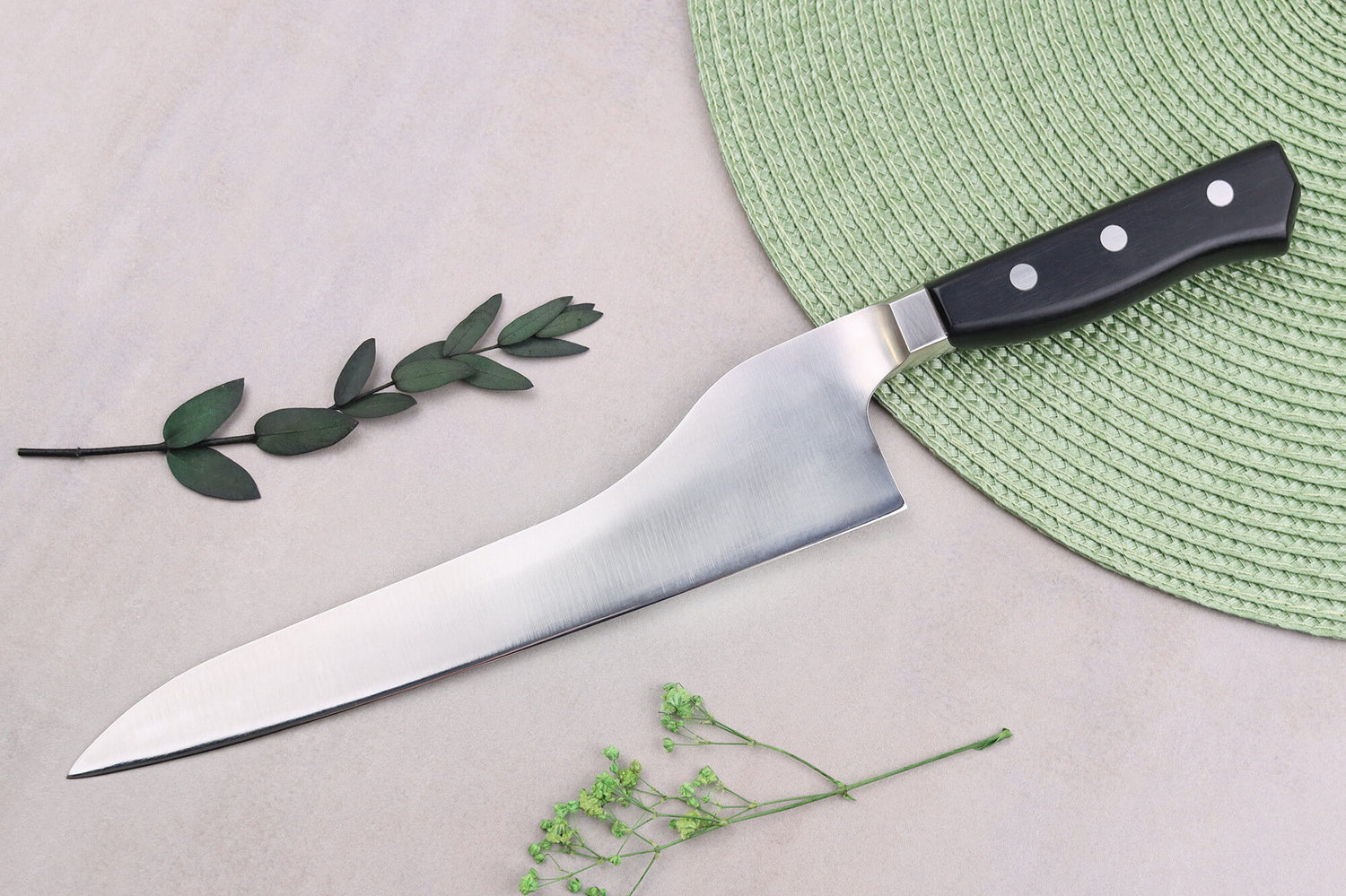 Couteau universel alvéolé dos courbé japonais Glestain K Series 21cm