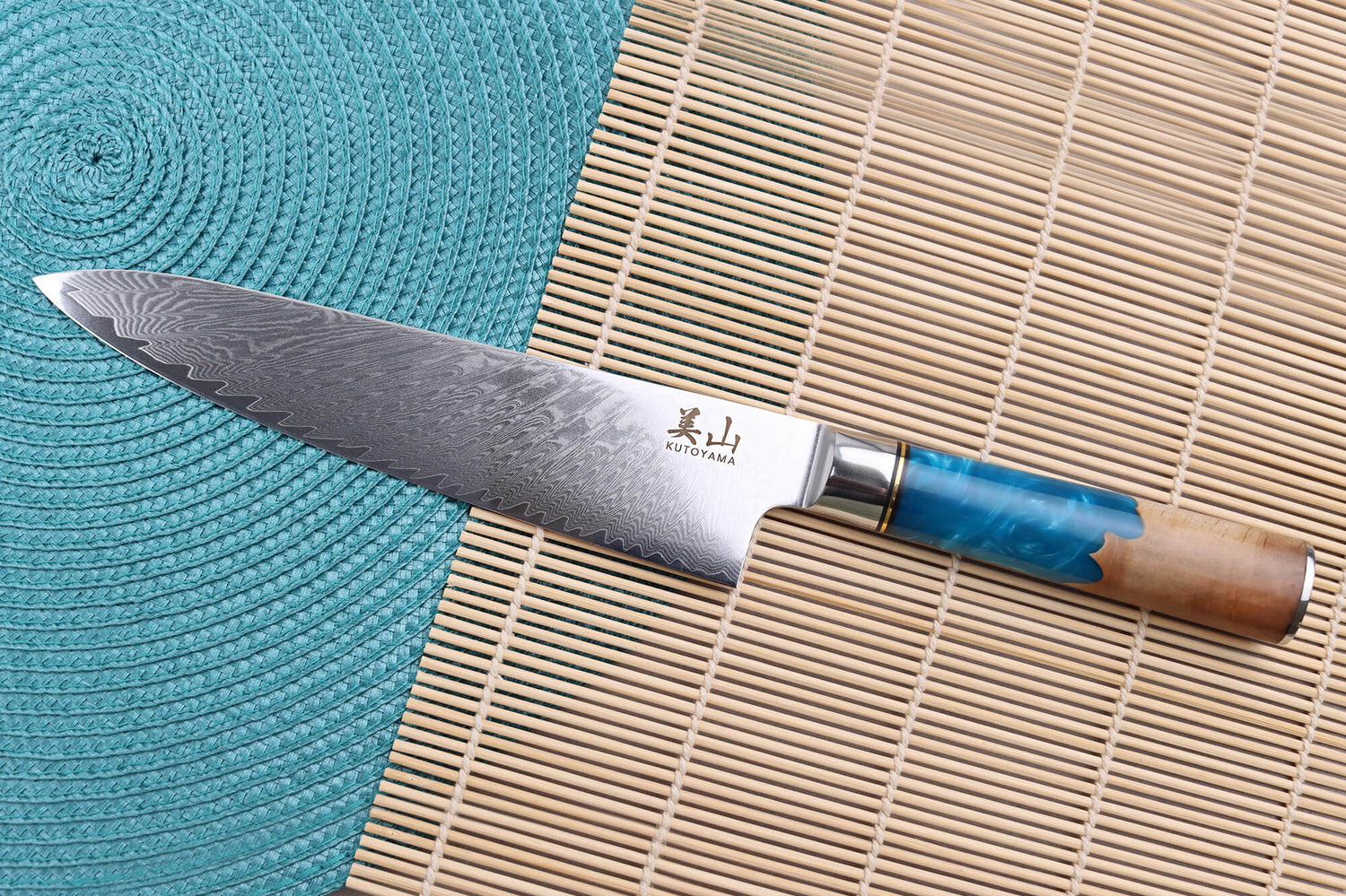 Set de 2 couteaux Kutoyama Damas Azur chef + universel