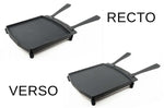 Poêle à griller Ooni double face en fonte manches amovibles + dessous-de-plat inox