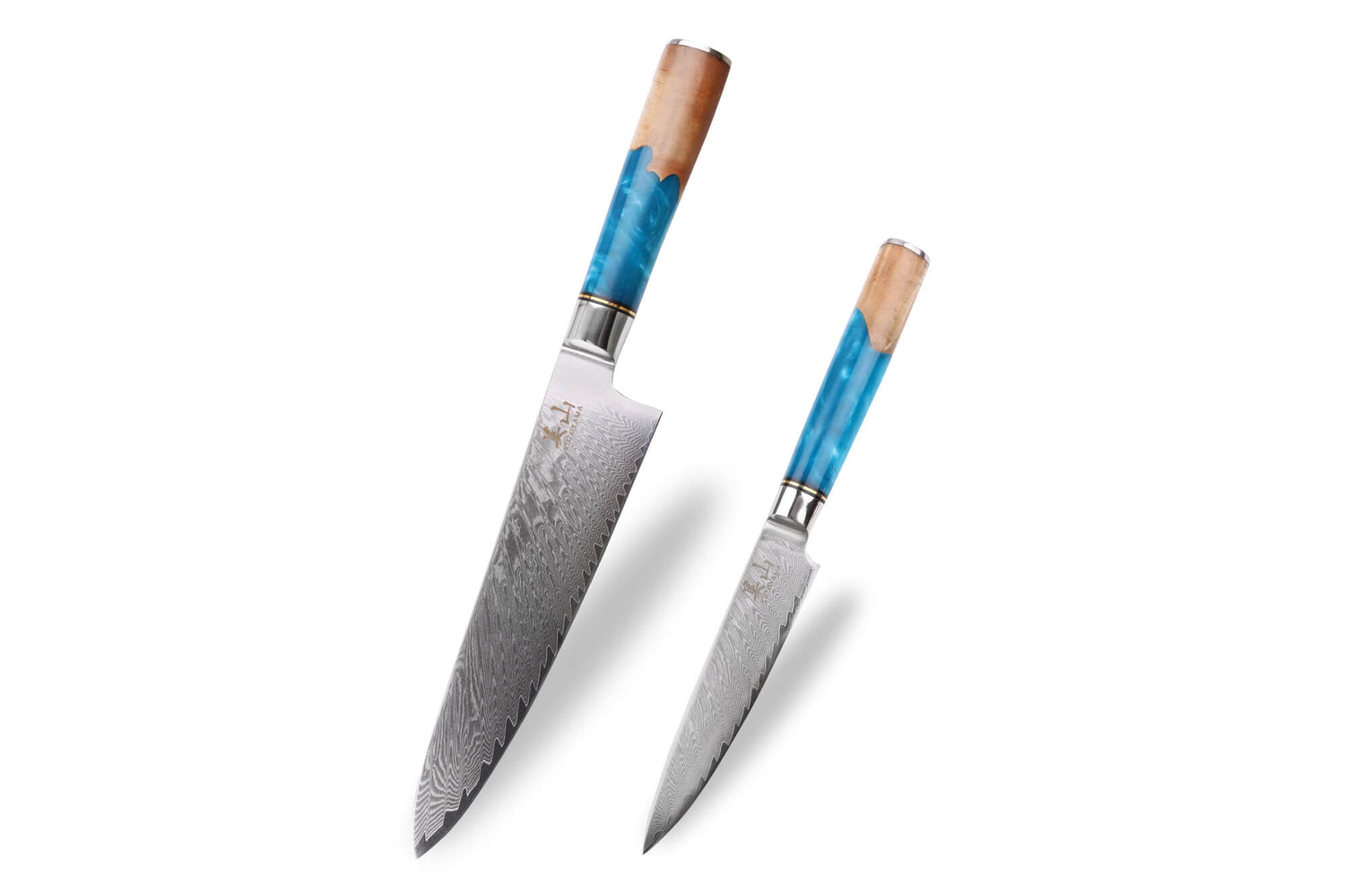 Set de 2 couteaux Kutoyama Damas Azur chef + universel