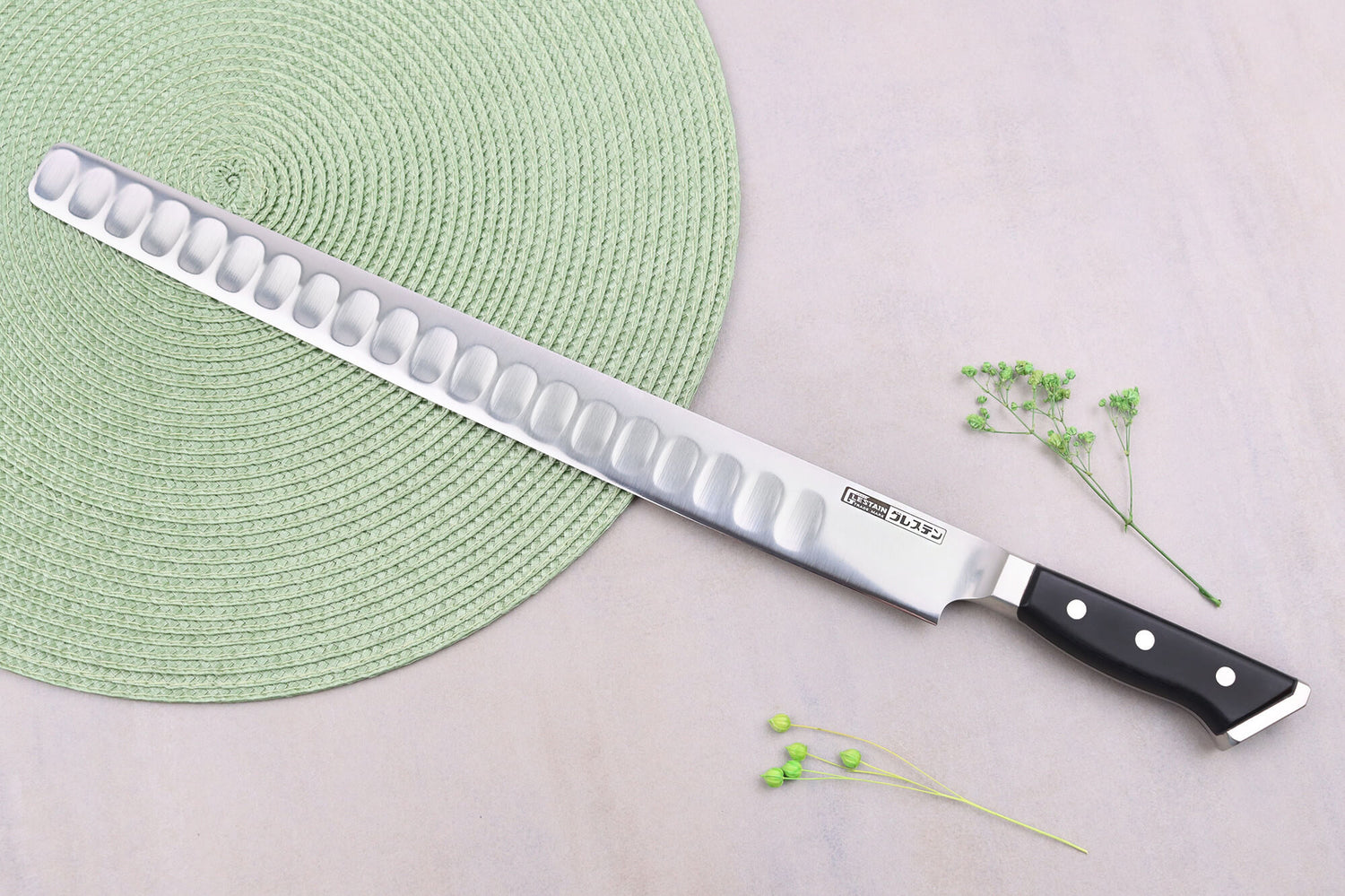 Couteau à saumon alvéolé japonais Glestain K Series 36cm