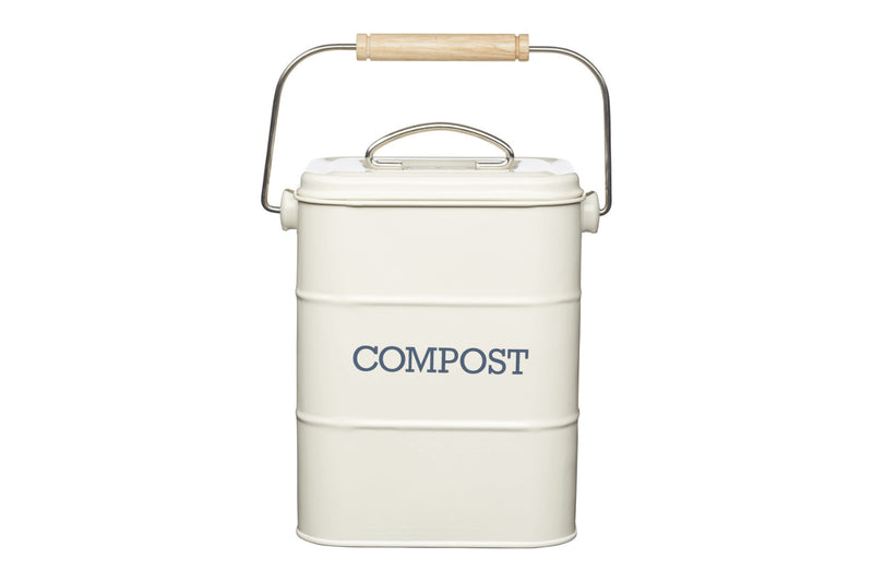 Bac à compost KitchenCraft Living Nostalgia en acier crème 3L