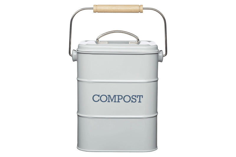Bac à compost KitchenCraft Living Nostalgia en acier gris 3L