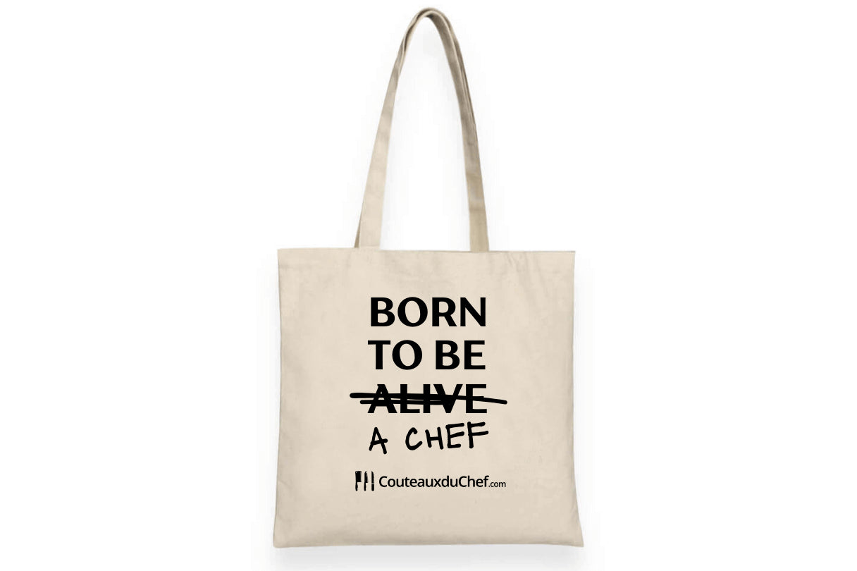 Totebag officiel "Born to be a chef" - 100% coton