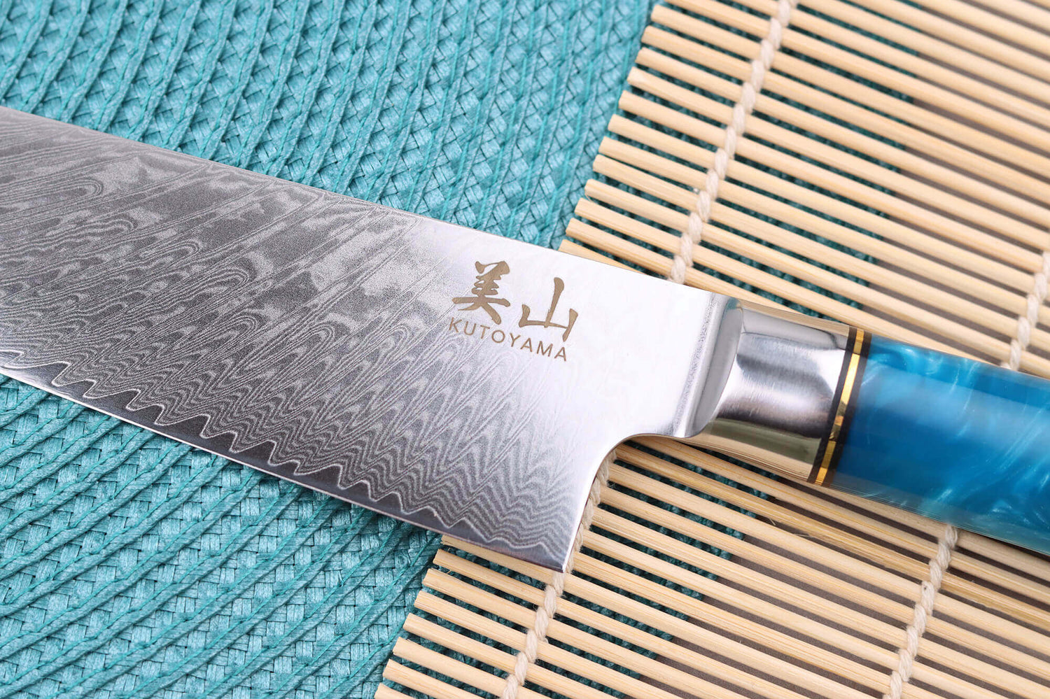 Set de 3 couteaux Kutoyama damas Azur chef + universel + office