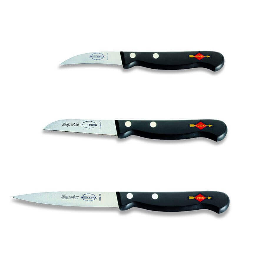 Coffret de 3 couteaux de cuisine pro DICK SUPERIOR éplucheur+légumes+universel
