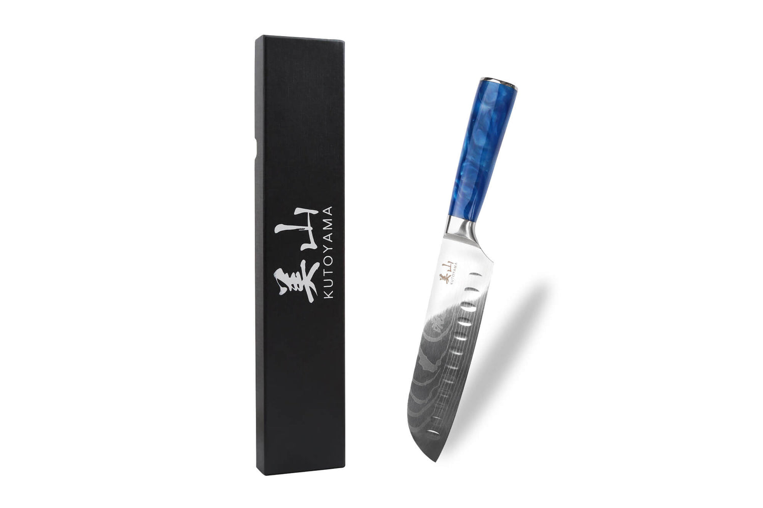 Couteau santoku alvéolé 17cm Kutoyama Blue Wave