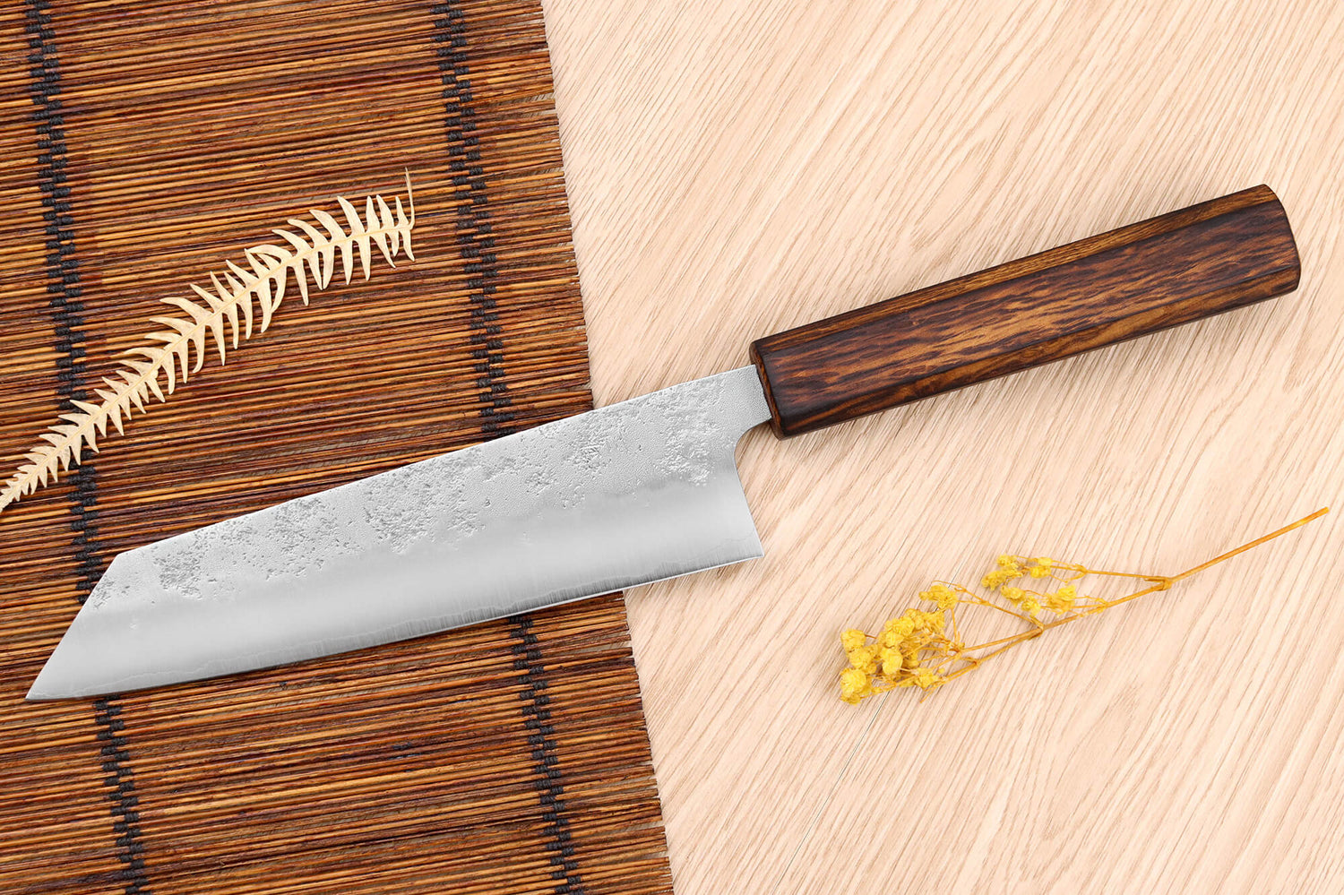 Couteau bunka japonais artisanal Wusaki Yoshi G3 chêne 17cm