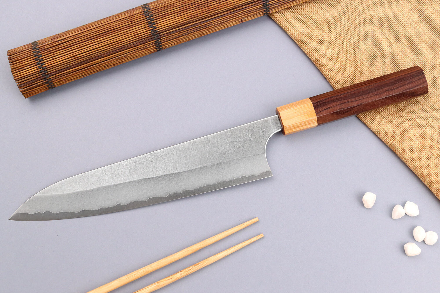 Couteau de chef japonais artisanal Yoshimi Kato AS Nashiji 21cm