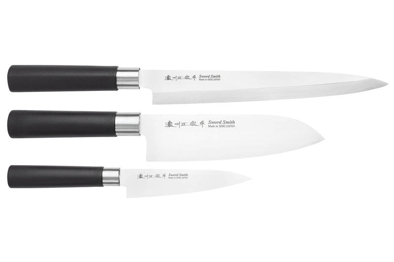 Coffret 3 couteaux japonais Satake Cutlery Traditional PP sashimi + santoku + office