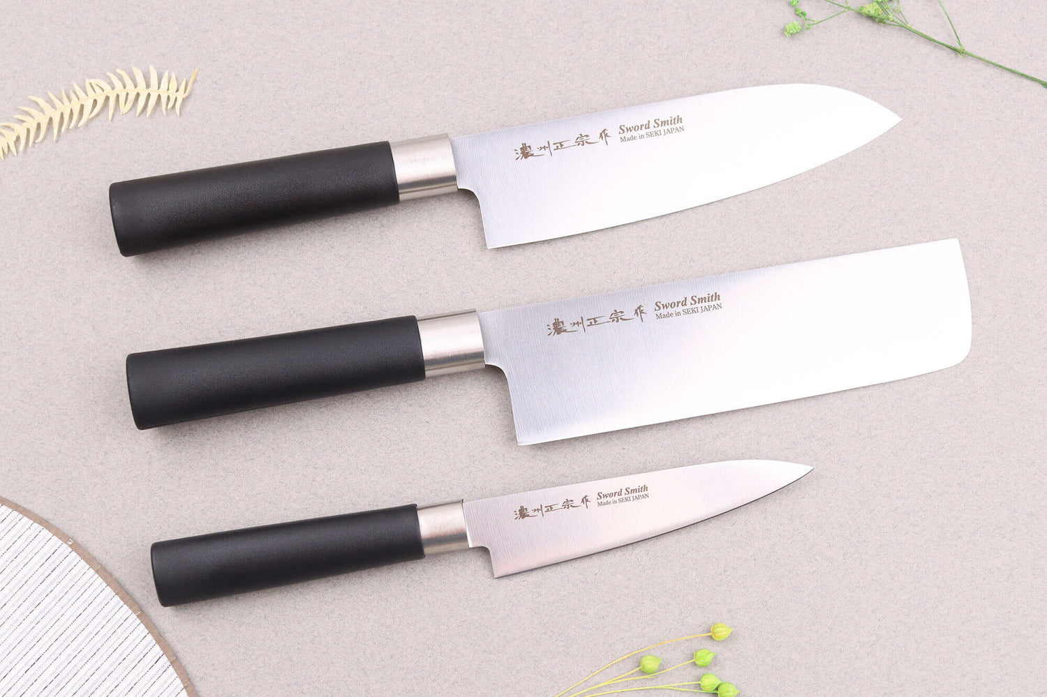Coffret 3 couteaux japonais Satake Cutlery Traditional PP nakiri + santoku + office