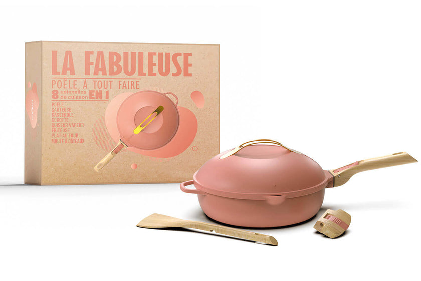Poêle antiadhérente Cookut La Fabuleuse 8-en-1 coloris rose pivoine