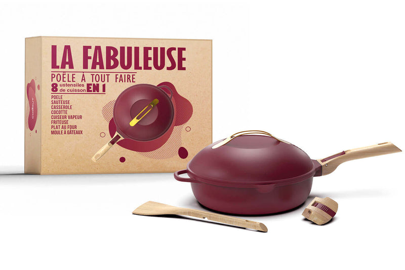Poêle antiadhérente Cookut La Fabuleuse 8-en-1 rubis - 24cm