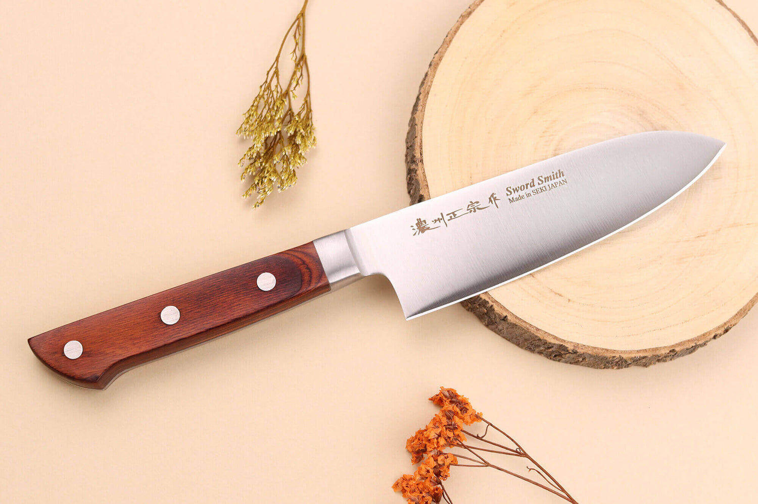 Mallette Satake Cutlery Brown Pakkawood 4 couteaux japonais