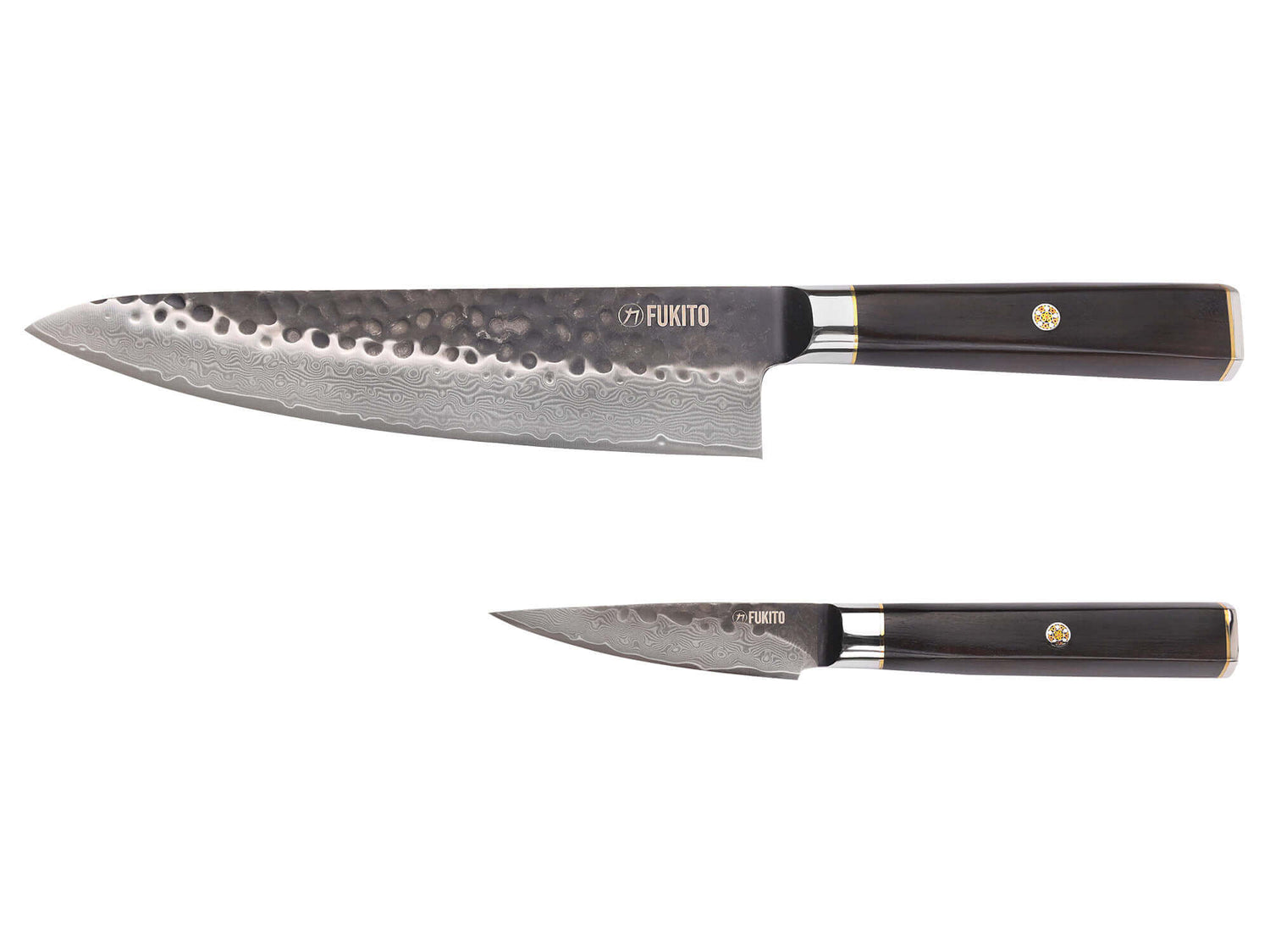 Coffret 2 couteaux Fukito Ébène Damas VG10 Chef + Office