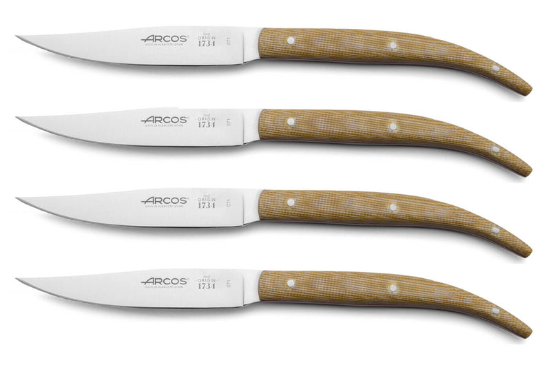 Coffret 4 couteaux à steak Arcos The Origin 11cm manches en micarta beige